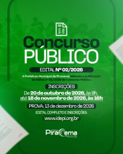 PREFEITURA DE PIRACEMA ABRE CONCURSO E PROCESSO SELETIVO COM 132 VAGAS E SALÁRIOS DE ATÉ R$ 18,6 MIL